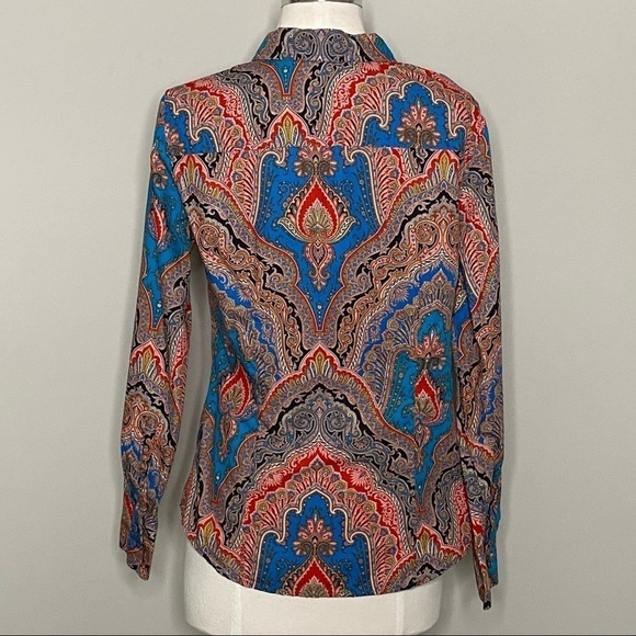J. Crew Perfect Buttondown Shirt in Ratti Mediterranean Paisley, size 6 - Picture 6 of 12